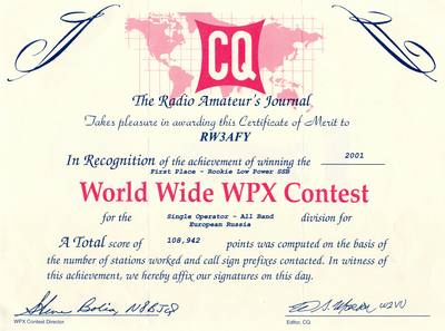 CQ WW WPX Contest 2001 SSB