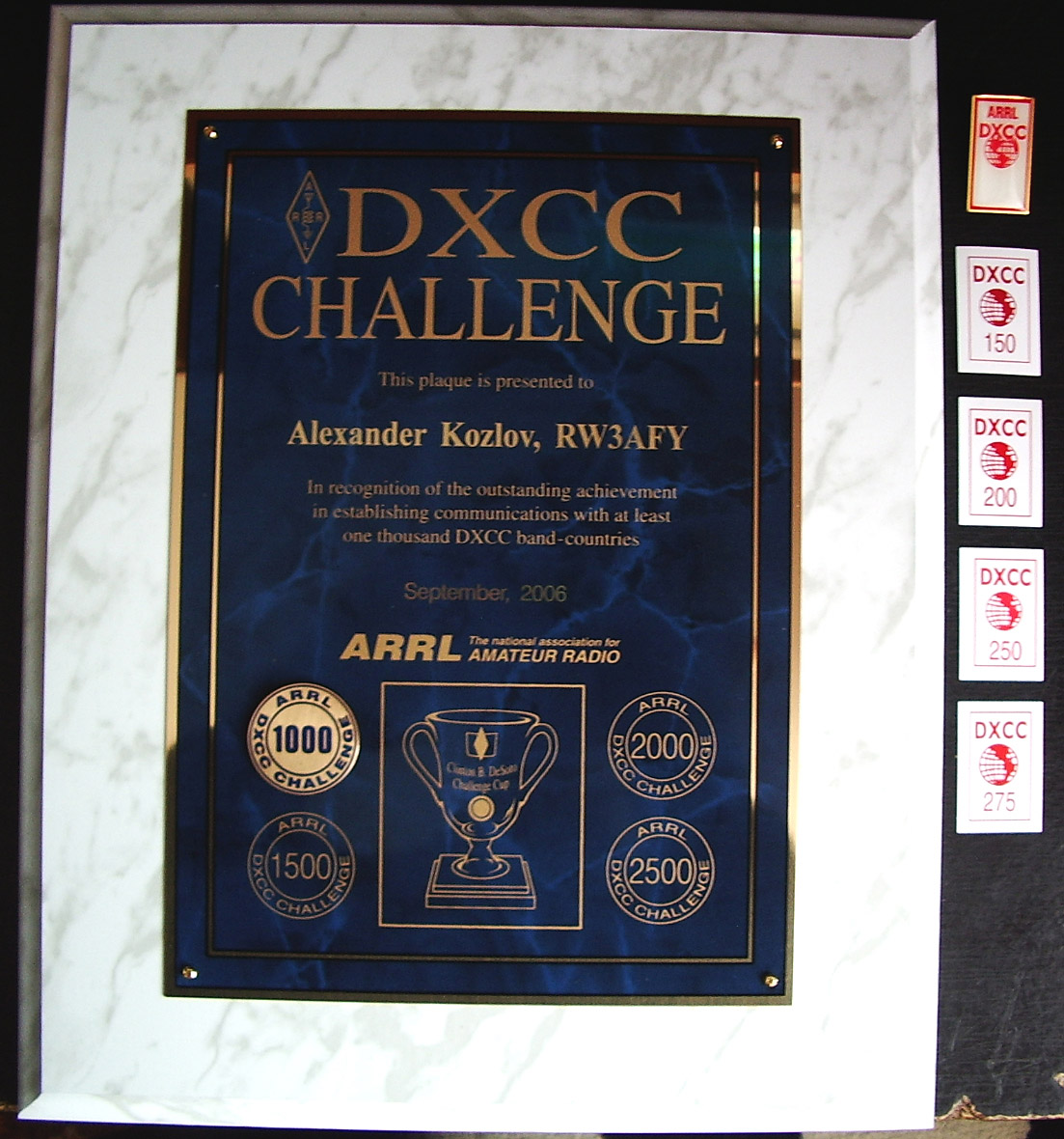 DXCC Challenge plaque